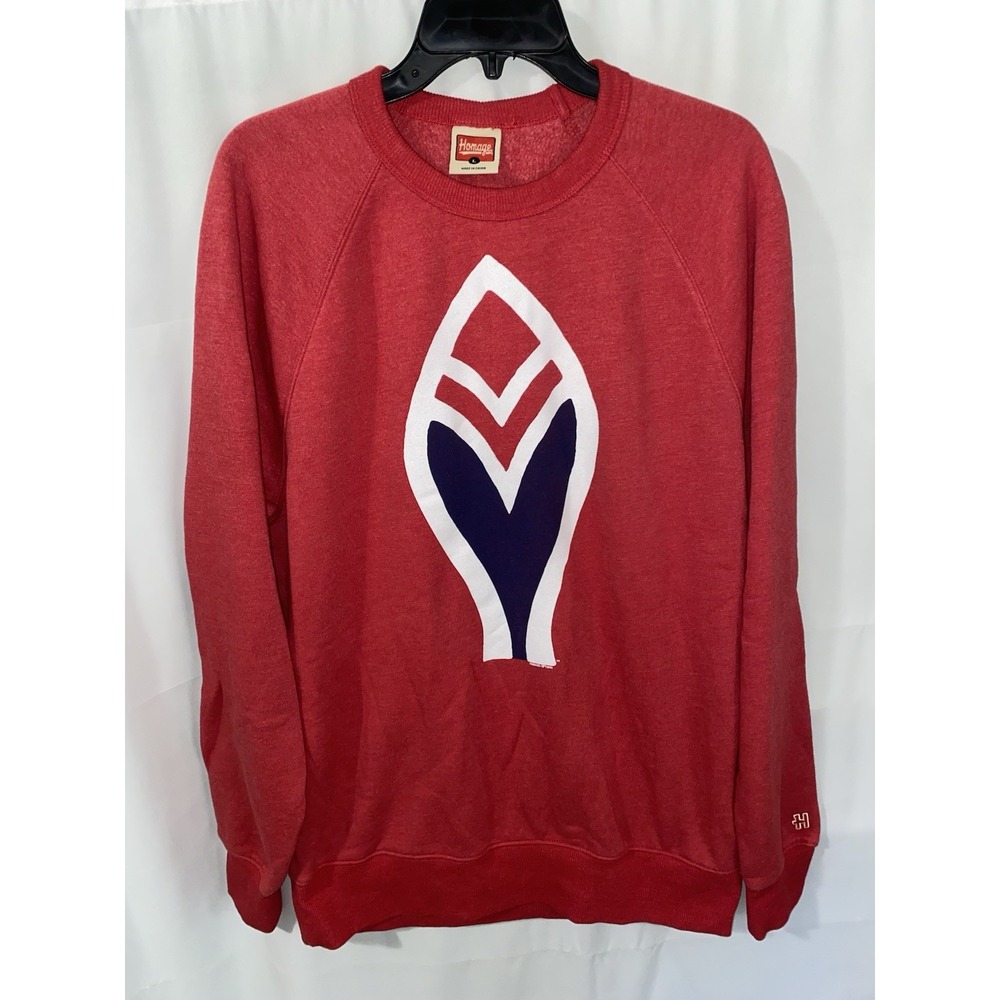 Homage Atlanta Braves Feather Logo Red Crewneck Sweatshirt Large